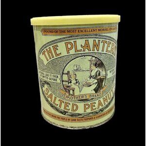 Vintage 1981 The Planters Salted Peanut The Mothers Brand Tin 4.75” Cottagecore